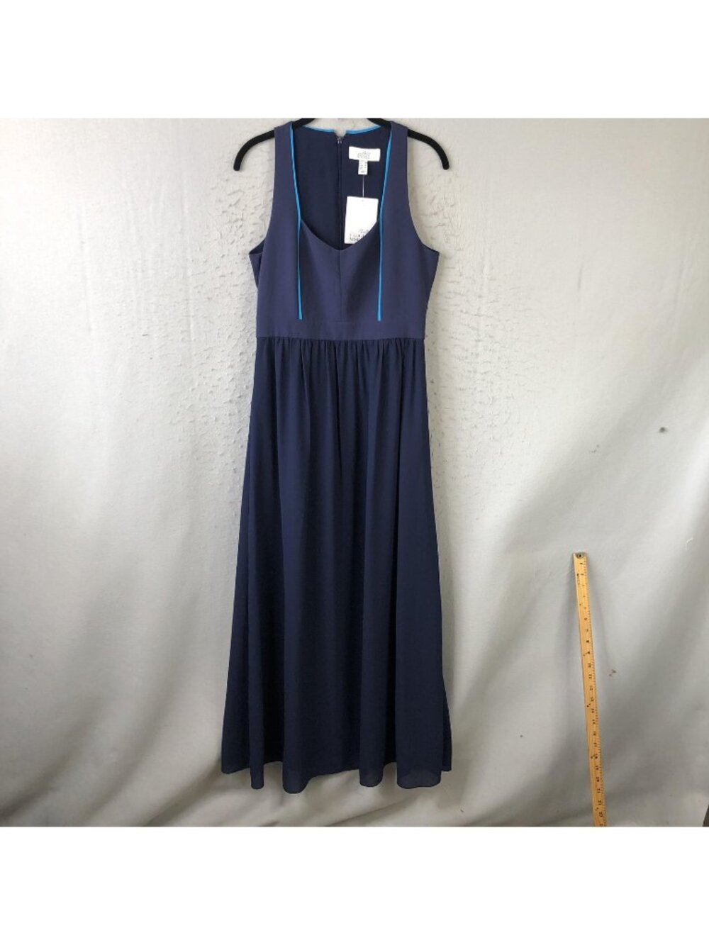 Belle Badgley Mischka Dress Womens 6 Navy Penelope Maxi Fit Flare Formal Gown
